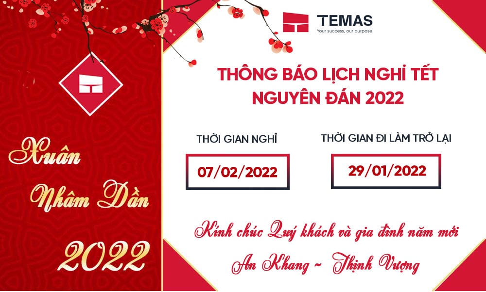 THÔNG BÁO LỊCH NGHỈ TẾT NGUYÊN ĐÁN 2022